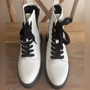 White, Madden Girl, Combat Style, Boots